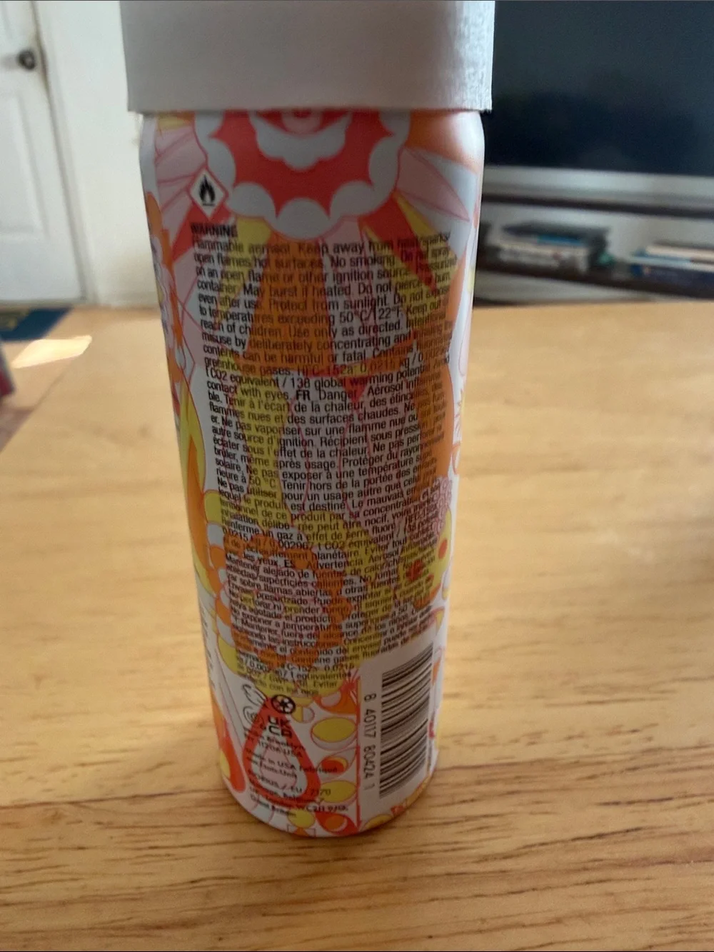 amika Floral Print Hairspray Can — White with Pink and Orange Accents